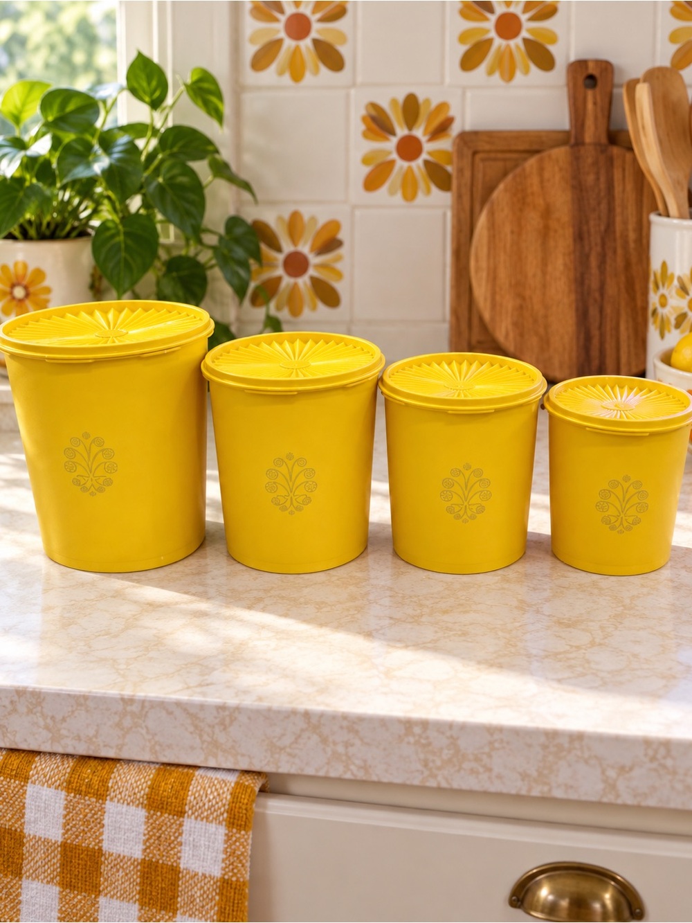 Vintage 1970’s Yellow Harvest Tupperware set of (4)